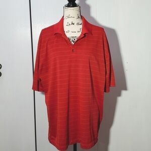 Nike- Mens Nike Golf Dri-fit Red/Black Stripe Button Polo Sz. XL